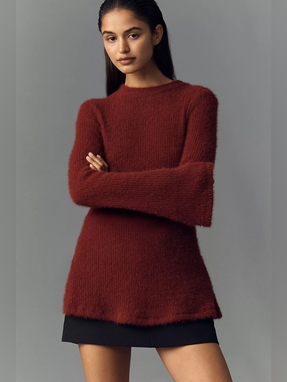 🍷 Maeve Tie-Back Bell Sleeve Sweater Burgundy Size S